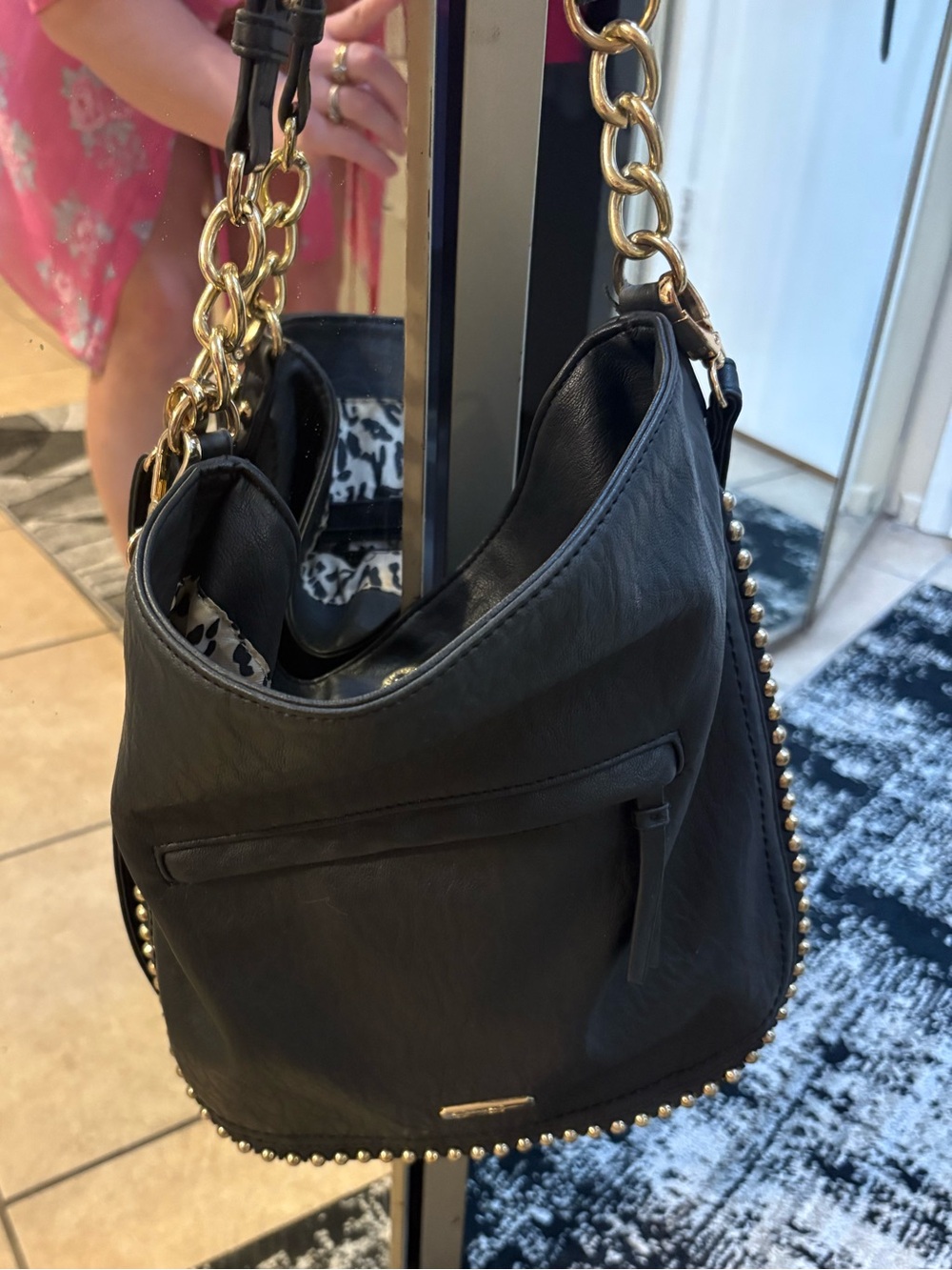Jessica Simpson Black Chain-Handle Hobo Bag - Unbranded